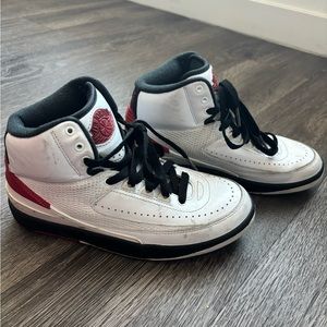 Jordan 2 White and Red Sneakers Size 5Y
